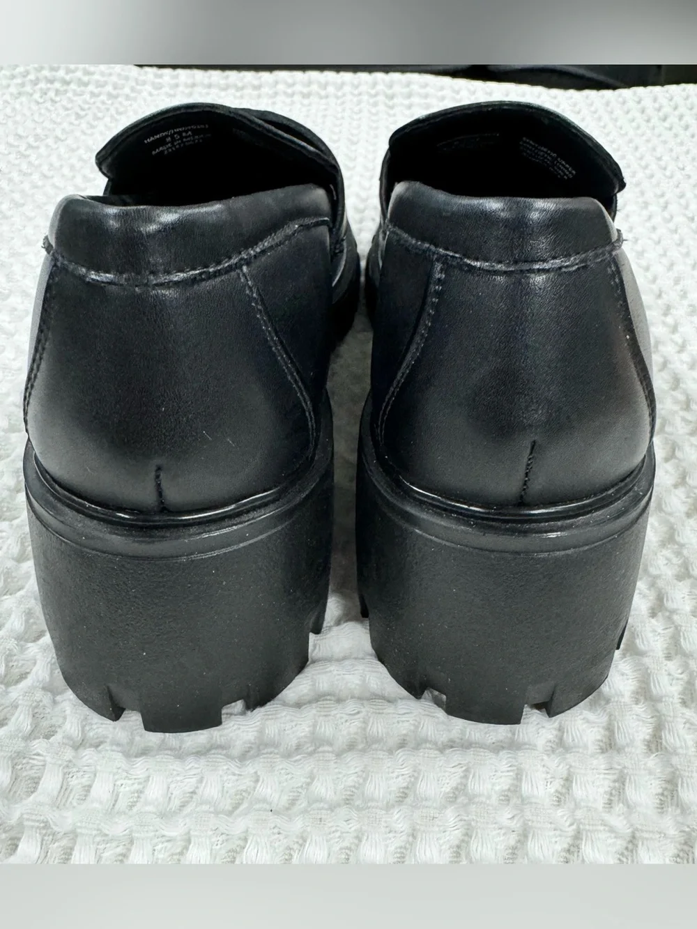 NWT Steve Madden Handy Lugg Platform Loafer Shoes. Black Leather Size 8.5